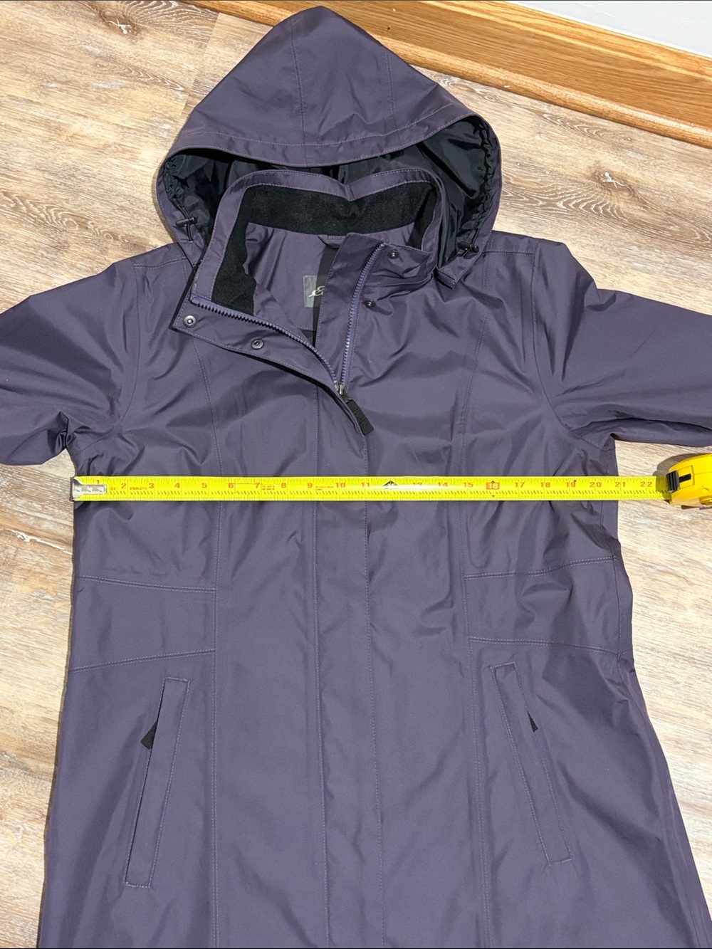 Eddie Bauer Women's Purple Trench Coat "Girl on the Go" Hooded Waterproof Size L - Picture 13 of 16
